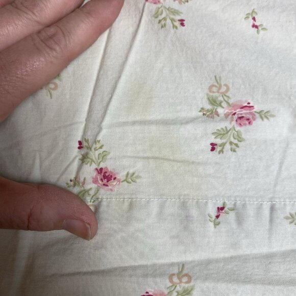 Vtg Simply Shabby Chic Bramble Roses Light Green Pink Flat Sheet King 82" x 100" - Picture 6 of 6